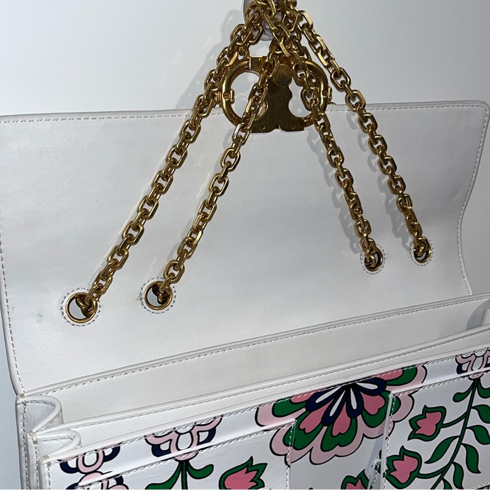 PRICE IS FIRM! Tory Burch Gemini Link Chain Printed Leather Crossbody - Picture 16 of 17